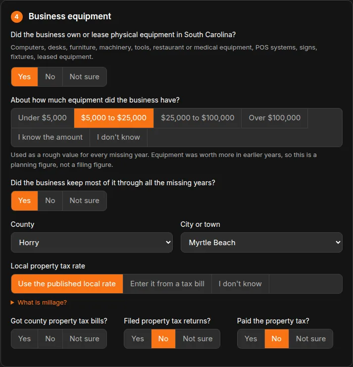 TaxTrack: Business equipment and local rates
