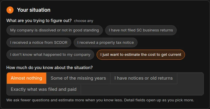 TaxTrack: Start with your situation